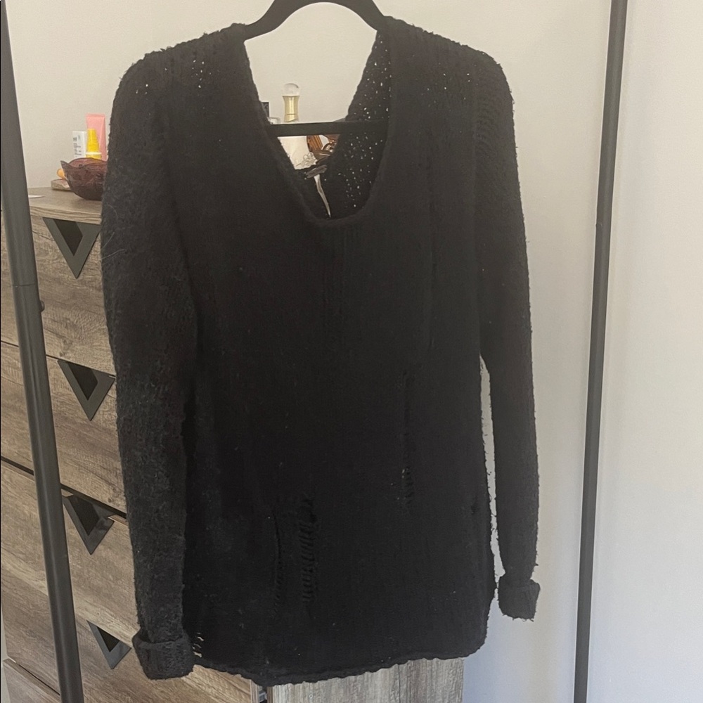 Free People Charcoal Knit Pullover